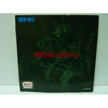 NOTICE DE METAL SLUG 3 Usa Neo Geo Original 