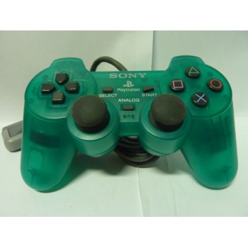 PAD Playstation Clear Green Dual Shock (tr&egrave;s bon &eacute;tat)
