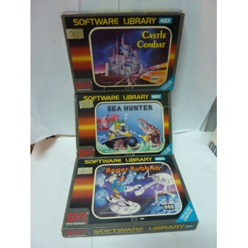 Lot 3 Jeux Msx K7 : Castle Combat, Sea Hunter, Roger Rubbish