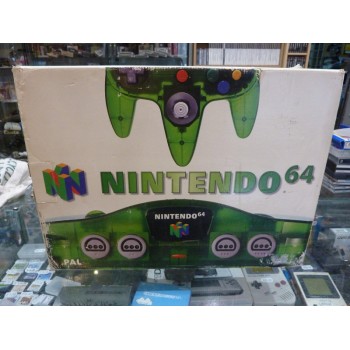 NINTENDO 64 Jungle Green Pal compl&egrave;te (boite ab&icirc;m&eacute;e)